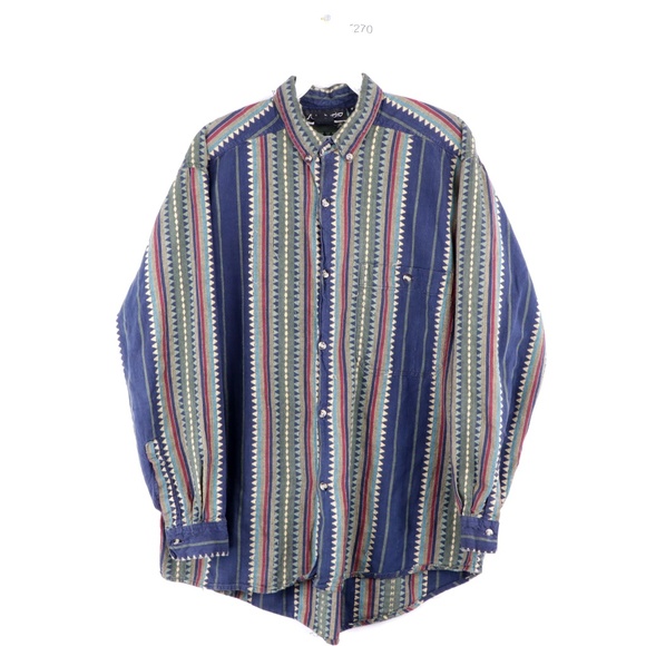 Vintage 90s Streetwear Geometric Print Shirt - Picture 1 of 8
